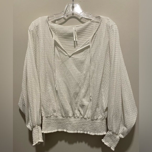 Anthropologie Smocked Top. White. Size S. - Picture 3 of 5